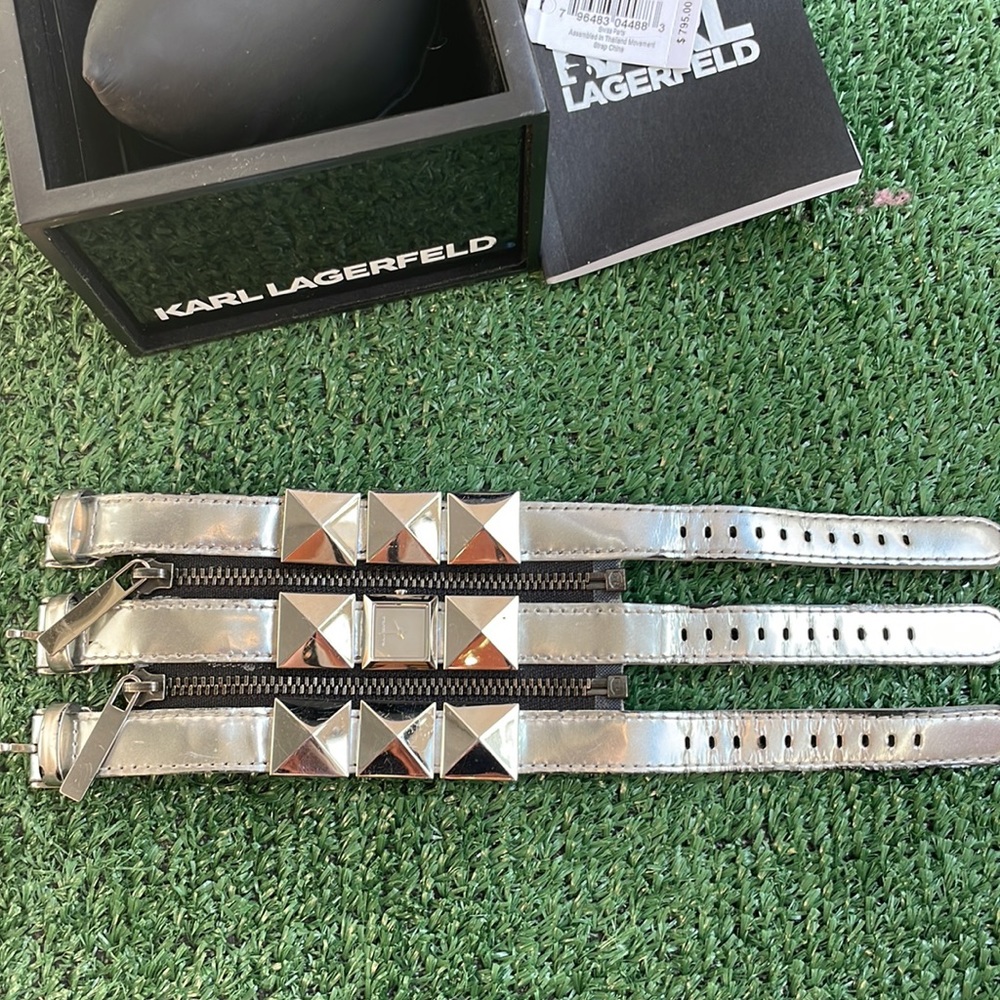 Karl lagerfeld silver stud watch triple band - Picture 5 of 7